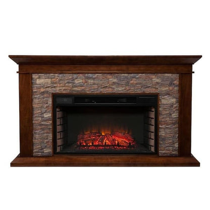 Unbranded Null Ithaca 60 In. W Simulated Stone Electric Fireplace