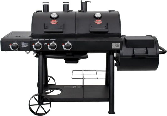 Char-Griller Texas Trio 3-Burner Dual Fuel Grill with Smoker