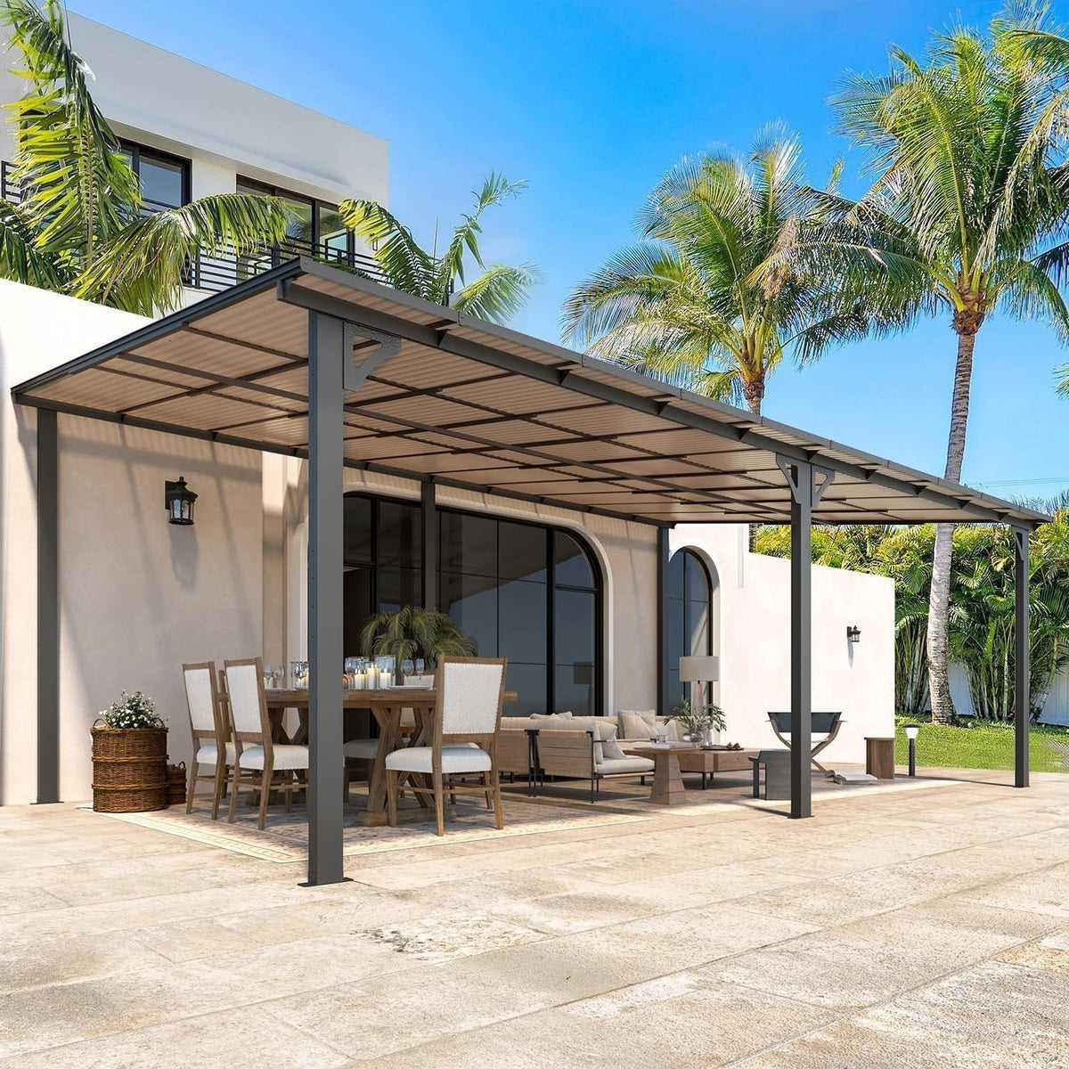 Aecojoy 20’x12′ Wall Mounted Gazebos Pergola