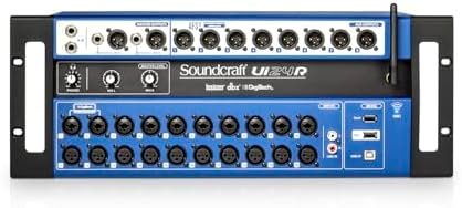 Soundcraft Ui24R Rack-Mountable Laptop or Tablet-Controlled, 24 input Digital Audio Mixer with onboard Signal Processing. Blue and Gray
